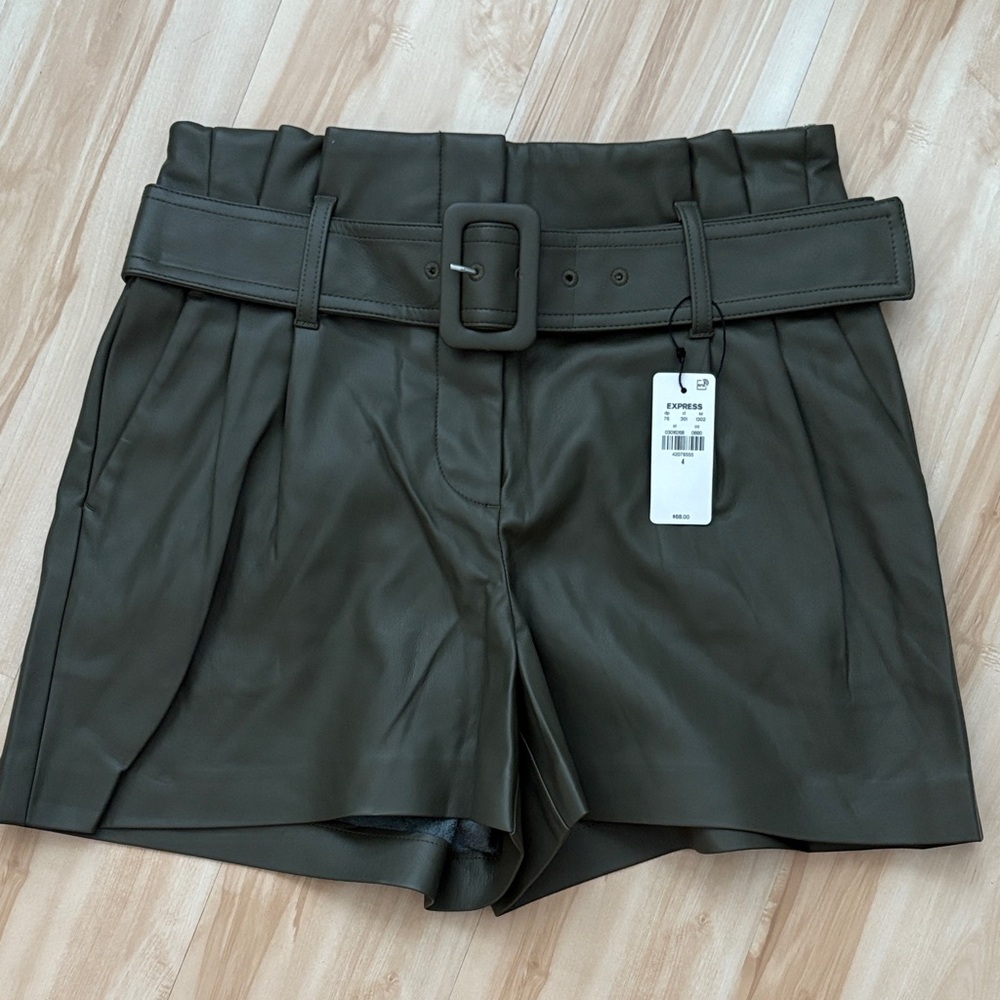 Express Women’s Leather Olive Green Shorts